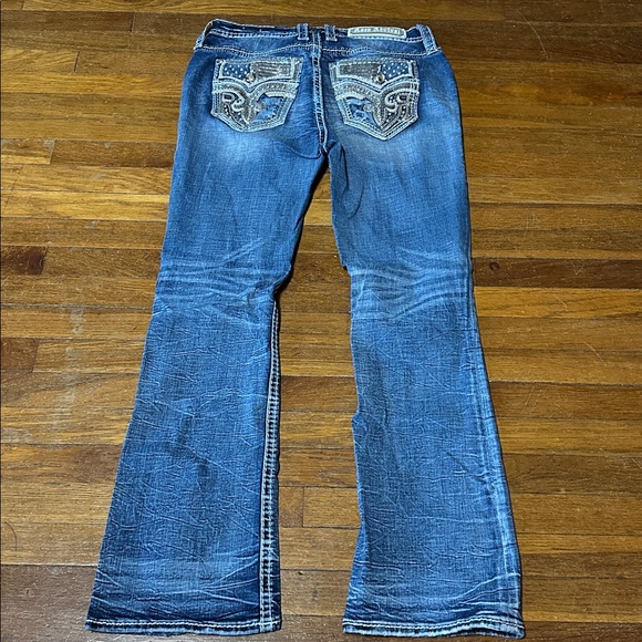 RARE! Rock Revival “Amberlight” Women's Distressed Blue Boot Cut Jeans, Sz 29 - Picture 5 of 9